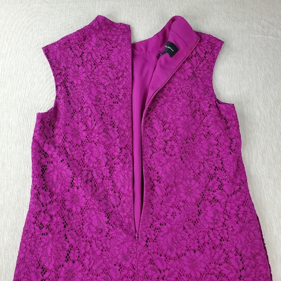 Donna Morgan Dress Women's 10 Lace Sleeveless Shift Evening Chic Fringe - Picture 5 of 10